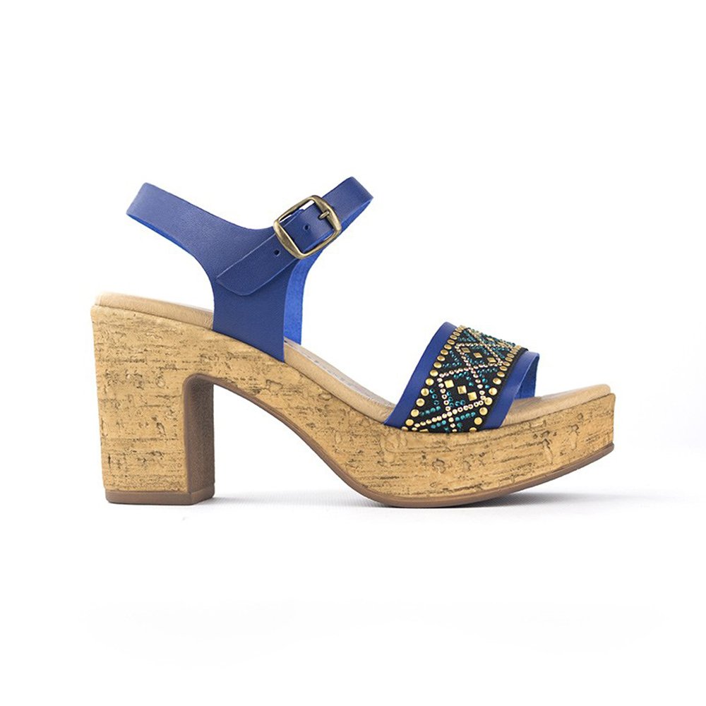Sandalias de mujer de tacon medio modelo Fiorella Azzurro